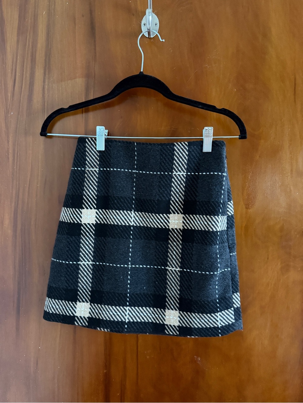 H&M Black and White Plaid Mini Skirt
